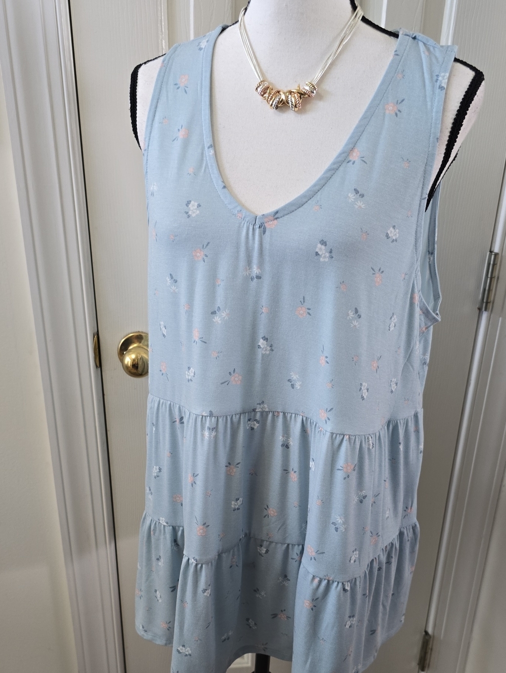 A:GLOW BRAND WOMEN'S BLUE FLORAL SLEEVELESS MATERNITY TOP SIZE XL - Picture 7 of 17